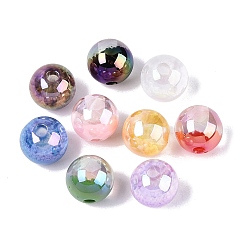 (52) Непрозрачная лаванда УФ-покрытие, двухцветная смола, европейские бусины, бусины с большим отверстием, радужный, круглые, разноцветные, 16 мм, отверстие : 4 мм