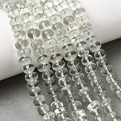 Прозрачный Естественный зеленый кварцевые нити бисера, рондель, сгладить, прозрачные, 5~7x3~6 мм, отверстие : 0.6 мм, около 107~112 шт / нитка, 15.91'' (40.4 см) ~ 15.98'' (40.6 см)