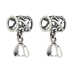 Античное Серебро 2шт 925 щипцы для колки льда из стерлингового серебра, полую трубку, античное серебро, 15 мм, отверстие : 4.2 мм, штифты : 0.6 мм