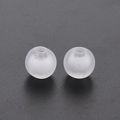 White Frosted Acrylic Beads, Bead in Bead, Round, White, 7~8mm, Hole: 2mm, about 2030pcs/500g