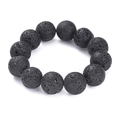 Лавовый камень Натуральные бусины из вулканического камня стрейч браслеты, круглые, внутренний диаметр: 2-1/4 дюйм (5.6 см), бусина : 17.5~18.5 mm