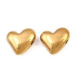 Echt 18 k vergoldet 304 Edelstahlkugeln, Ionenbeschichtung (ip), Herz, echt 18 k vergoldet, 11x13x6 mm, Bohrung: 1.8 mm
