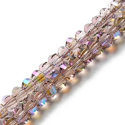Орхидея Прозрачные стеклянные бусины гальваническим пряди, AB цвет, граненый фонарь, сиреневые, 6x4.5 мм, отверстие : 1.4 мм, около 98 шт / нитка, 17.72'' (45 см)
