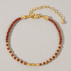 Камень с Пылевым Золотом Браслеты в стиле бохо с круглыми бусинами из синтетического золота для женщин, немагнитных гематита, граненые, внутренний диаметр: 6-1/2 дюйм (16.5 см) ~ 6-3/4 дюйм (17 см)