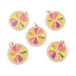 Разноцветный Экологически чистый кубический цирконий из латуни с эмалевыми подвесками, долговечный, без свинца, без кадмии и без никеля, реальный 18 k позолоченный, красочный, 25x22x2 мм, отверстие : 3 мм