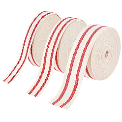 Beige 3rouleaux 3styles ruban à rayures en polyester, pour la décoration de cadeau, beige, 3/8~1 pouces (10~25 mm)