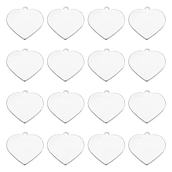 Platinum Brass Pendants, Stamping Mirror Polished Finish Blank Tag, Heart, Platinum, 18.5x20x1mm, Hole: 1.5mm, 30pcs/box