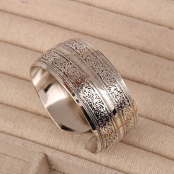 Цветок Браслеты из манжеты из тибетского сплава, широкие браслеты для женщин, античное серебро, цветок, 1-1/8 дюйм (2.8 см), внутренний диаметр: 2-1/4 дюйм (5.8 см)