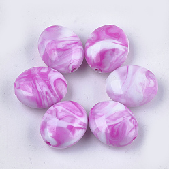 Orchid Acrylic Beads, Imitation Gemstone Style, Two Tone, Oval, Orchid, 26.5x22x14mm, Hole: 3mm, about 102pcs/500g