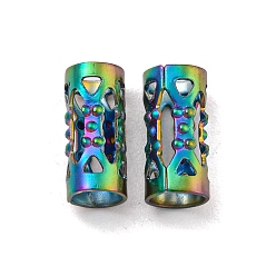 Rainbow Color Ионное покрытие (IP) полые 304 шарики из нержавеющей стали, колонка, Радуга цветов, 8x4 мм, отверстие : 3 мм