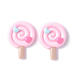 Лавандовый румянец Непрозрачные кабошоны из смолы, леденец с сердечком, лавандовый румянец, 34.5x26x8.5 мм