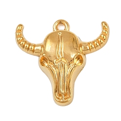 Золотой 304 подвески из нержавеющей стали, амулеты в виде черепа крупного рогатого скота, золотые, 19.5x21x5 мм, отверстие : 1.5 мм