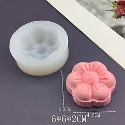 White DIY Food Grade Silicone Candle Molds, Resin Casting Molds, Clay Craft Mold Tools, Flower, White, 6x2cm