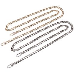Platinum & Golden Bag Strap Chains, Iron Curb Link Chains, with Swivel Lobster Claw Clasps, Platinum & Golden, 120x1cm