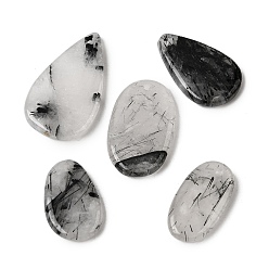 Кварц Турмалинизации  Подвески из кварца с натуральным турмалином, разнообразные, 26~60x15~40x4~16 мм, отверстие : 1.2~3 мм