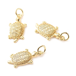 Настоящее золото 18K Латунные микропаве прозрачные подвески с фианитом, без кадмия и без свинца, черепаха, реальный 18 k позолоченный, 19.5x10x2 мм, отверстие : 3.5 мм