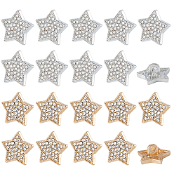 (52) Непрозрачная лаванда 40 шт. 2 цвета 1-отверстие сплава стразов кнопки, звезда, разноцветные, 13x13.5x6.5 мм, отверстие : 2 мм, 20 шт / цвет