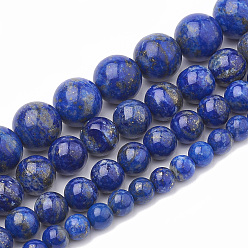 Lapis Lazuli Natural Lapis Lazuli Beads Strands, Round, 10mm, Hole: 1mm, about 40pcs/strand, 15.7 inch