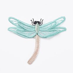 Aquamarine Lace Embroidery Costume Accessories, Applique Patch, Sewing Craft Decoration, Dragonfly, Aquamarine, 60x70x2mm