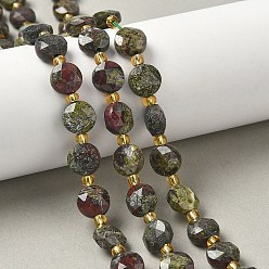 Кровь драконов Бисер натуральный дракон крови пряди, граненый шестиугольный разрез, плоско-круглые, с бисером, 10~10.5x5.5~6 мм, отверстие : 1.2 мм, около 28~29 шт / нитка, 14.29~14.65'' (36.3~37.2 см)