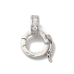 Платина Покрытие стойки латунь микро паве прозрачный кубический цирконий твистер, без кадмия и без свинца, долговечный, платина, 19 мм, отверстие : 6 мм