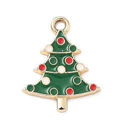 Рождественская елка Подвески из эмали и сплава, золотые, рождественская елка, 20.5x16x2 мм, отверстие : 2 мм