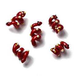 Темно-Красный Эмалевые бусины ручной работы в технике лэмпворк, змея, неровный, темно-красный, 27.5~31.5x15~20x14~16 мм, отверстие : 5~6 мм