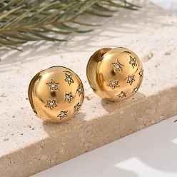 Золотой 304 из нержавеющей стали горный хрусталь серьги обруча, круглые, золотые, 15 мм