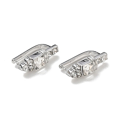 Platine Laiton strass bélières pic à glace , plaqué longue durée, crémaillère plaquage, sans plomb et sans cadmium, platine, 16x5x9mm, pin: 1 mm