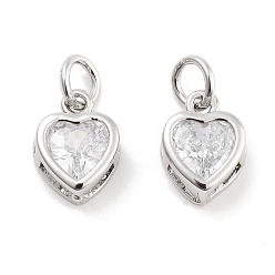 Прозрачный Латунные микро проложить кубического циркония подвески, без кадмия, без никеля и без свинца, сердце, с целью перехода в кольце, платина, прозрачные, 10.5x7.5x4 мм, отверстие : 3.5 мм