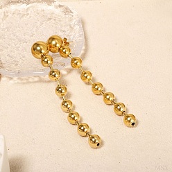 Золотой 304 круглые серьги-гвоздики с кисточками из нержавеющей стали, золотые, 85x12 мм