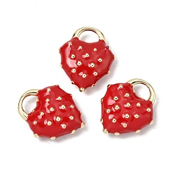 Золотой Подвески из эмали и сплава, клубника прелести, долговечный, стойки покрытие, красные, золотые, 18x15x6 мм, отверстие : 4x5 мм