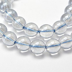 Alice Blue Electroplated Synthetic Quartz Bead Strands, Round, AB Color Plated, Alice Blue, 4mm, Hole: 1mm, about 100pcs/strand, 15.7 inch