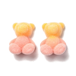 Light Salmon Two Tone Flocky Resin Cabochons, Bear, Light Salmon, 17.5x12x7.8mm