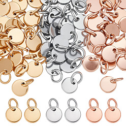 (52) Непрозрачная лаванда 60 шт 3 цвета 304 подвески из нержавеющей стали, штамповка пустой метки, с прыжковых колец, плоско-круглые, разноцветные, 6x0.7 мм, отверстие : 3.5 мм, 20 шт / цвет
