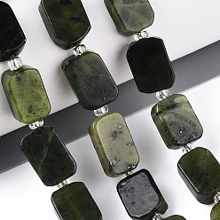 Другие Нефриты Бусы из натурального канадского нефрита, с бисером, прямоугольные, 9.5~14x7~10x4~6.5 мм, отверстие : 0.8~1 мм, около 25~31 шт / нитка, 14.96~15.75'' (38~40 см)