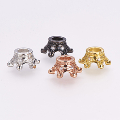 (52) Непрозрачная лаванда Латунные микро проложить кубического циркония бусы, корона, разноцветные, 14x7 мм, отверстие : 5 мм