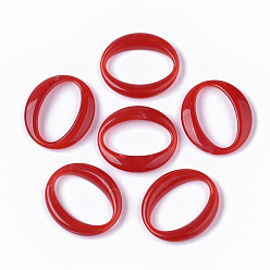 Красный Акриловые связей кольца, Стиль имитация драгоценных камней, овальные, красные, 39.5x34.5x6.5 мм, внутренний диаметр: 33x18.5 мм, примерно: 172 шт. / 500 г
