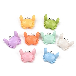 Краб Непрозрачные подвески смолы, с железной платиной петлей, краб, 23x27x13 мм, отверстие : 2 мм