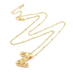 Letter Z Ожерелья с подвесками из латуни с прозрачным кубическим цирконием и микропаве, Письмо Z, 17.72 дюйм (45 см), буква z: 22x16 мм