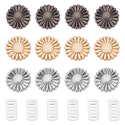 (52) Непрозрачная лаванда 12 наборы 3 цвета пряжки из сплава, с железной прокладкой, для украшения обуви сумки, подсолнечник, разноцветные, 23.5x15.5 мм, 4 наборы / цвет