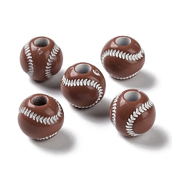 Кокосово-Коричневый Непрозрачные акриловые европейские бусины с распылением, бусины с большим отверстием, большой теннис, кокосового коричневый, 11x10.5 мм, отверстие : 4 мм, Около 1000 шт / 500 г