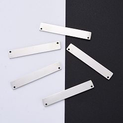 Нержавеющая Сталь Цвет Устойчивы к потускнению 304 соединители из нержавеющей стали, зеркальная полировка, штамповка пустых тегов, прямоугольные, цвет нержавеющей стали, 39x8x1.8 мм