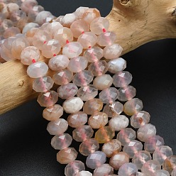 Вишневый агат Натуральные вишневые агатовые бусины, граненые, рондель, 8x5.5 мм, отверстие : 1.2 мм, около 69 шт / нитка, 15.16'' (38.5 см)