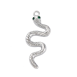 Платина Латунные микро проложить кубического циркония подвески, без кадмия, без никеля и без свинца, змея, платина, 31.5x13x2.5 мм, отверстие : 1.6 мм