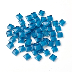 Steel Blue Mosaic Glass Tiles, Stained Square Pieces, for Home Decoration or DIY Crafts, Steel Blue, 9.5x9.5x4~4.5mm, about 300pcs/bag