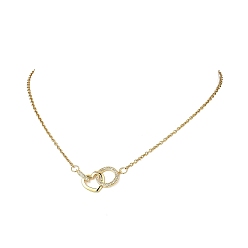 Золотой Латунный кулон в форме сердца с микропаве из прозрачных кубических цирконий и кольцом 304 ожерелья из нержавеющей стали с цепочкой для женщин, золотые, 15.91 дюйм (40.4 см)