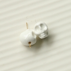 Белый Смоляные бусины в стиле Хэллоуина, аксессуары из смолы своими руками, для украшения чехла для телефона, череп, белые, 13x11 мм