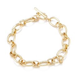 Golden Brass Link Bracelets, Long-Lasting Plated, Oval, Golden, 8-7/8 inch(22.4cm)