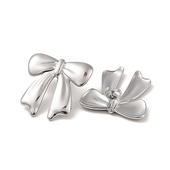 Stainless Steel Color Bowknot 304 Stainless Steel Stud Earrings for Women, Stainless Steel Color, 30x29mm